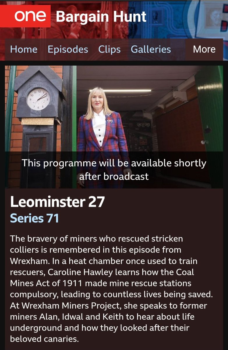 There's some familiar faces on Bargain Hunt tomorrow. They visited the Wrexham Miners Project and talked about our history.

12.15 BBC 1 and the iplayer later.