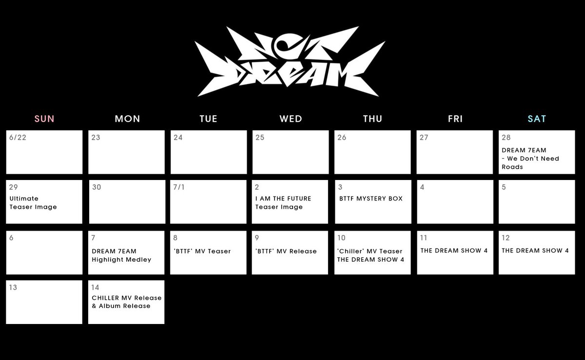 NCT DREAM 【Go Back To The Future】프로모션 스케줄

➫ 2025.07.14 6PM (KST)
#NCTDREAM <a href="/NCTsmtown_DREAM/">NCT DREAM</a>