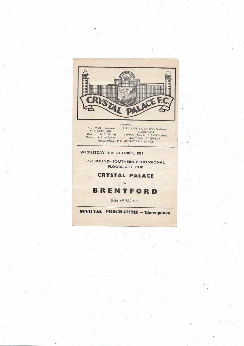 BobsFootballProgrammes (@bobsprogrammes) on Twitter photo 1959/60 Crystal Palace v Brentford Southern Professional Floodlight Cup Football Programme
£5 + Postage
Now available @ bobsprogs.com
<a href="/BrentfordFC/">Brentford FC</a> <a href="/Brentford_FL/">Brentford FC News</a> <a href="/BrentfordFCChat/">Brentford FC Chat</a> <a href="/Beesotted/">Beesotted Brentford</a> <a href="/BrentfordHive/">The Brentford Hive</a> <a href="/CPFC/">Crystal Palace F.C.</a> <a href="/AdvertiserCPFC/">Crystal Palace FC News</a> <a href="/cpfceagle123/">CPFC-EAGLE ⚽</a> <a href="/cpfcfans/">cpfc</a> <a href="/CPFCSE25/">CPFCFANS</a> 1959/60 Crystal Palace v Brentford Southern Professional Floodlight Cup Football Programme
£5 + Postage
Now available @ bobsprogs.com
<a href="/BrentfordFC/">Brentford FC</a> <a href="/Brentford_FL/">Brentford FC News</a> <a href="/BrentfordFCChat/">Brentford FC Chat</a> <a href="/Beesotted/">Beesotted Brentford</a> <a href="/BrentfordHive/">The Brentford Hive</a> <a href="/CPFC/">Crystal Palace F.C.</a> <a href="/AdvertiserCPFC/">Crystal Palace FC News</a> <a href="/cpfceagle123/">CPFC-EAGLE ⚽</a> <a href="/cpfcfans/">cpfc</a> <a href="/CPFCSE25/">CPFCFANS</a>