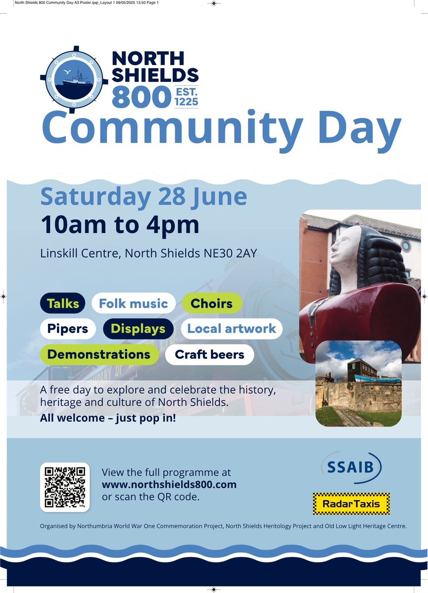 Saturday 28th FREE Community Day <a href="/LinskillCentre/">Linskill Centre</a> 10am-4pm Join us, and many other groups to celebrate #NorthShields 800th anniversary.
Dave’s FREE one hour talk about photographer Lyd Sawyer starts at 1:30pm - no need to book just turn up!
#Heritage