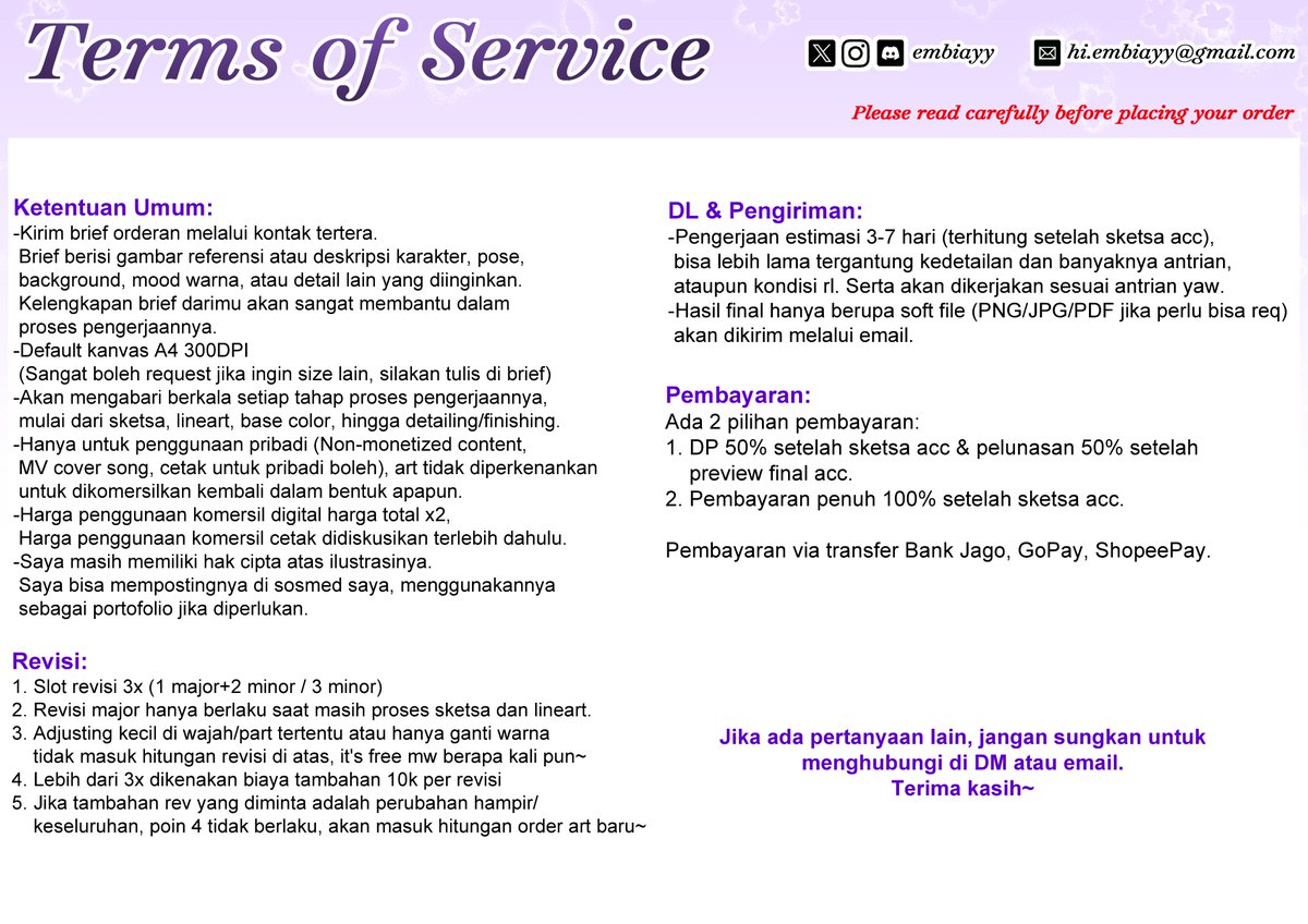 (❤+🔃 really appreciated! Tysm♡)

✦Open Commission✦ 

Bismillah, halo gusy! Ak open komis lg yaw~ Skrg ada si bogel juga🤏
Kalo ada yg mw ditanyain dulu jg bisa langsung DM ajaa yaa, maacii💕

#artcommission #opencommission #artidn #zonajajan️️