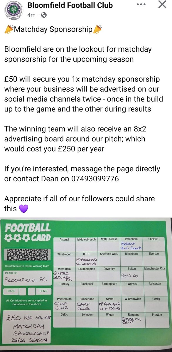 Bloomfield FC tweet media