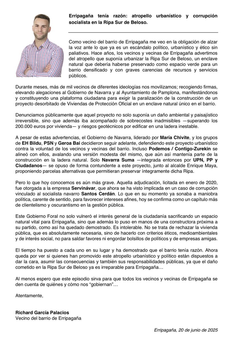 rgpnav's tweet photo. #Ripagaina #Erripagaña tenía razón… Atropello urbanístico y corrupción socialista en la Ripa Sur de Beloso. @DiariodeNavarra @NoticiasNavarra @navarra_com @NavarraTV @Ripagainaaldia @VecErripagana @PPNavarra @upn_navarra @PSNPSOE @geroabai @ContigoZurekin @ehbildu @ripagaina https://t.co/5l6paSrGPF