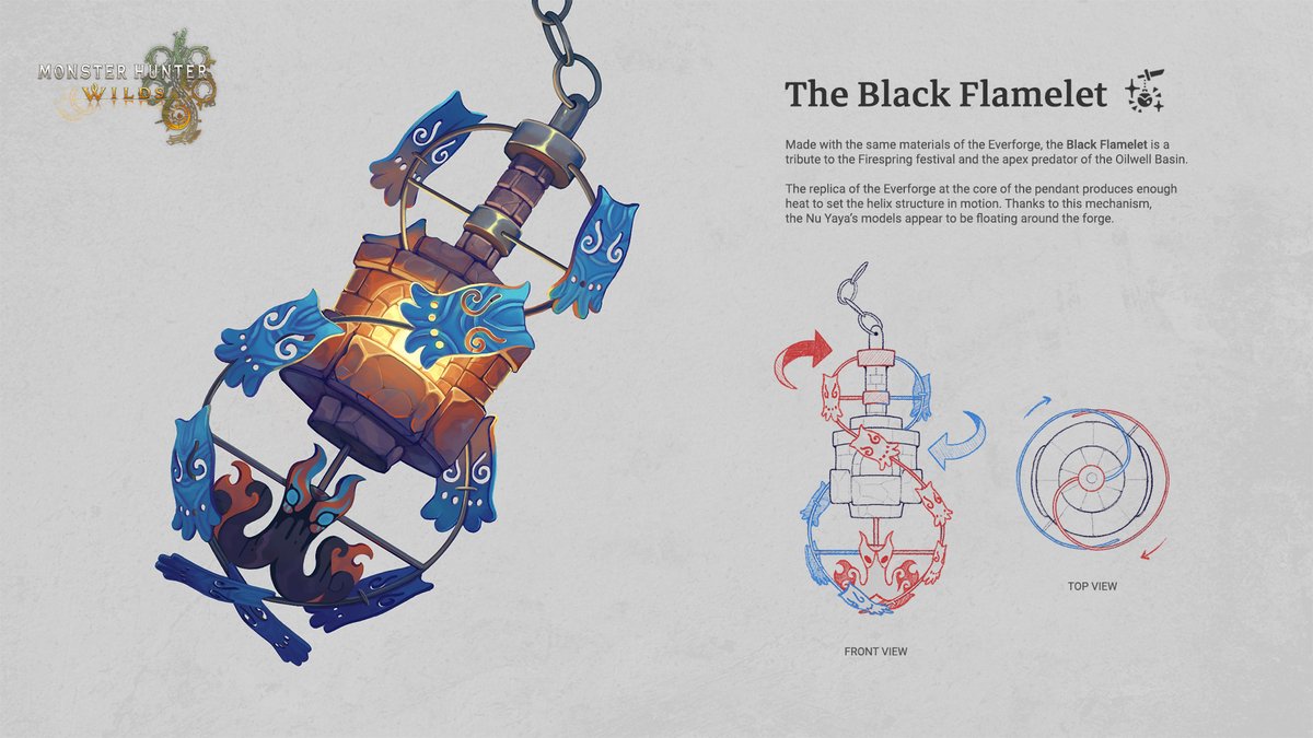 Pendant Category
#MHWilds #PendantEntry

The name of the pendant is "The Black Flamelet". It's inspired by Nu Udra, Nu Yaya and Azuz, the Everforge.

concept by "suns"