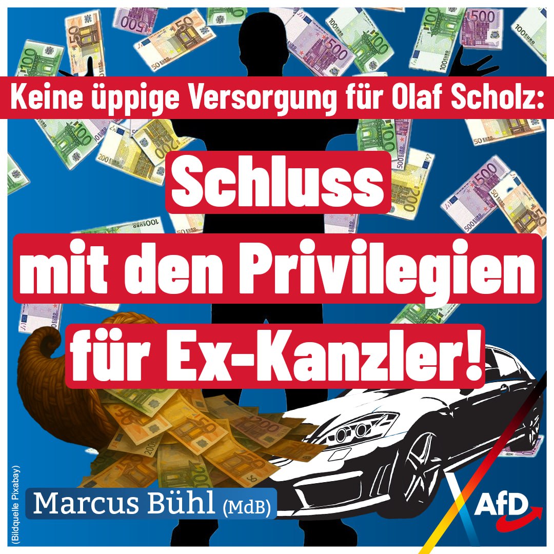 Wir halten die gesamte Amtsausstattung nach dem Ausscheiden für nicht gerechtfertigt.  Es ist nicht einzusehen, wieso die Steuerzahler ehemalige Bundeskanzler weiterhin üppig versorgen sollen. Wir fordern die Streichung sämtlicher Privilegien nach dem Ausscheiden aus dem Dienst!