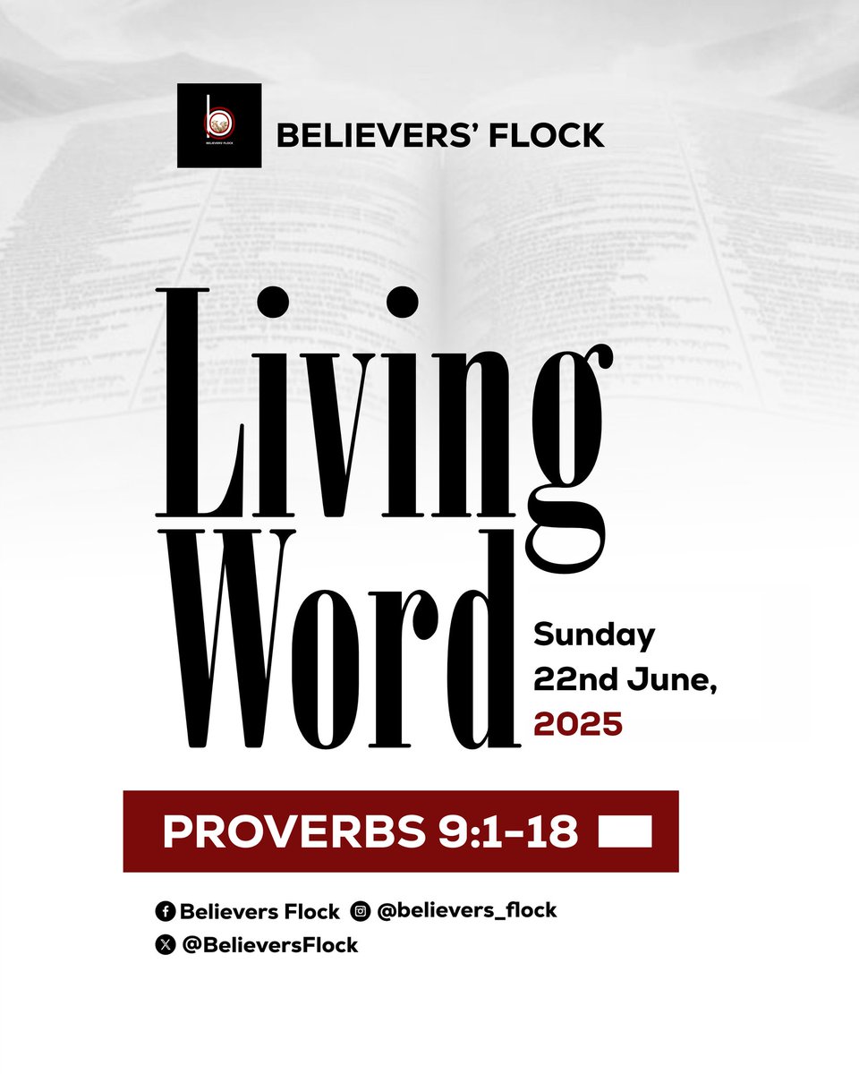 Believersflock's tweet photo. THE LIVING WORD📘☮️
Read: PROVERBS 9:1-18

#JESUS
📌 #LIVINGWORD📘
#Proverbs9
#TheBookofProverbs 
#June
#Sunnday.22.06.2025
#BelieversFlock https://t.co/bVNcePNo8i