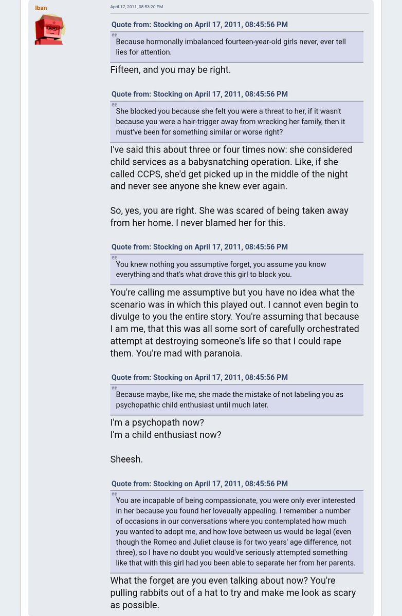 Yeop445187's tweet image. Ok this is getting really fucking grim. It is revealed that josh became romantically interested in a 14 year old girl and called CPS on her family when his affection wasn't returned. Other members call him out and stocking says he did the same thing to her