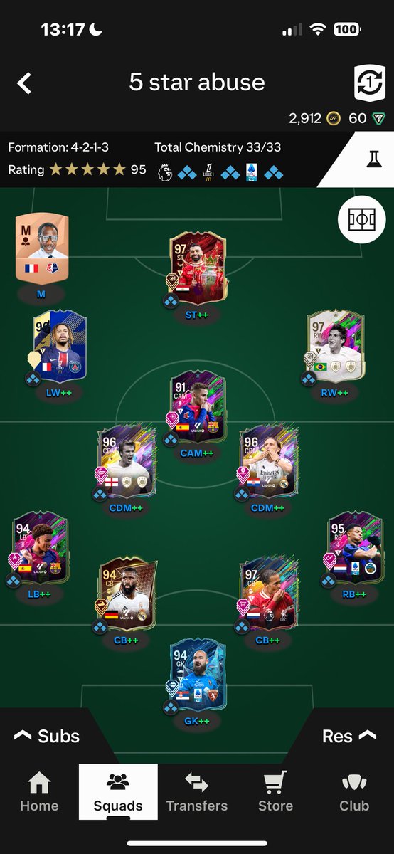 PulxeRetired's tweet photo. @DonkTrading was thinking about giving Pele Quick step + and making him LW/ST all roles and moving my front three about any thoughts? https://t.co/0s4FkEoUDJ