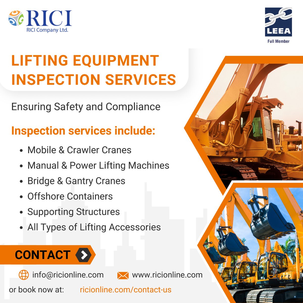 RICItc's tweet photo. Ensure Safety with RICI’s Lifting Equipment Inspections

15+ yrs of trusted service | LEEA Accredited | Aramco, SABIC &amp; SEC approved

📩 Book now: https://t.co/db6AXb6HD9

🔍 More info: https://t.co/WeoHNF73fd https://t.co/zuMqqYafXp