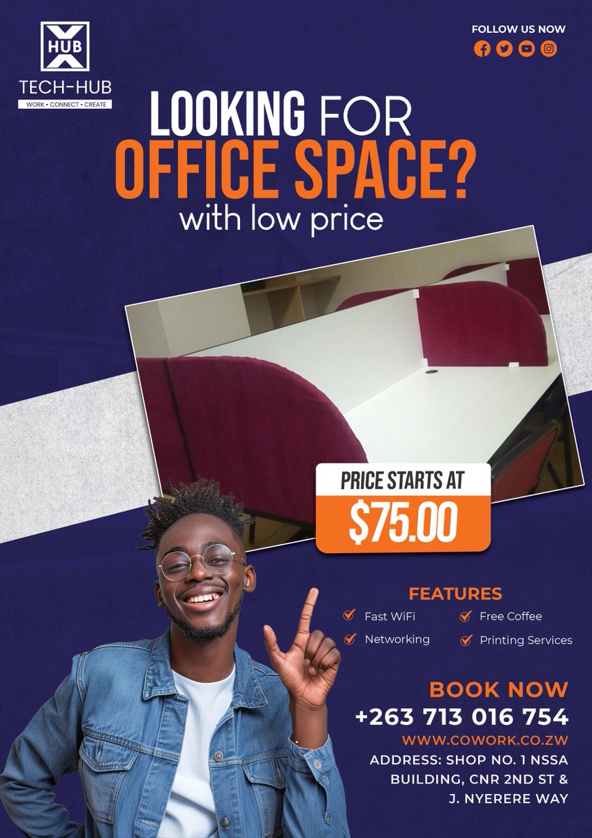 Come cowork with us! #hararehub #coworking space CBD. Fast internet. <a href="/iMisred/">MISRED</a> #redmarketsunday