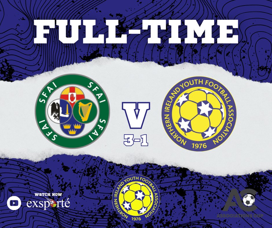 exsporte's tweet photo. 📢 FULL TIME – REPUBLIC OF IRELAND WIN! 📢The Republic of Ireland are your Associations Cup Girls’ Champions, securing a 3-1 victory over Northern Ireland at Allen Park! ⚽ https://t.co/LzhfcVSiTa