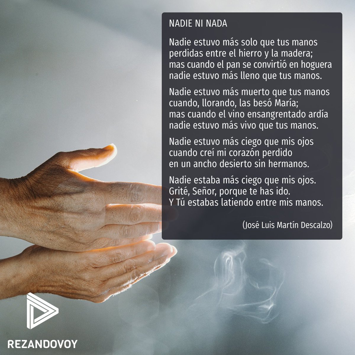 Mas cuando el pan se convirtió en hoguera
nadie estuvo más lleno que tus manos.

#CorpusChristi