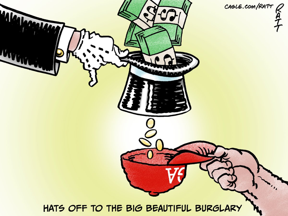Ratt (@rattoons1776) on Twitter photo Cartoon in <a href="/crooksandliars/">Crooks and Liars</a>. #BigBeautifulBill, #OneBigBeautifulBill, #TrickleDown, #TrickleDownEconomics, #TaxCut, #MAGA, #SenateGOP, #PoliticalCartoon, #EditorialCartoon. Cartoon in <a href="/crooksandliars/">Crooks and Liars</a>. #BigBeautifulBill, #OneBigBeautifulBill, #TrickleDown, #TrickleDownEconomics, #TaxCut, #MAGA, #SenateGOP, #PoliticalCartoon, #EditorialCartoon.