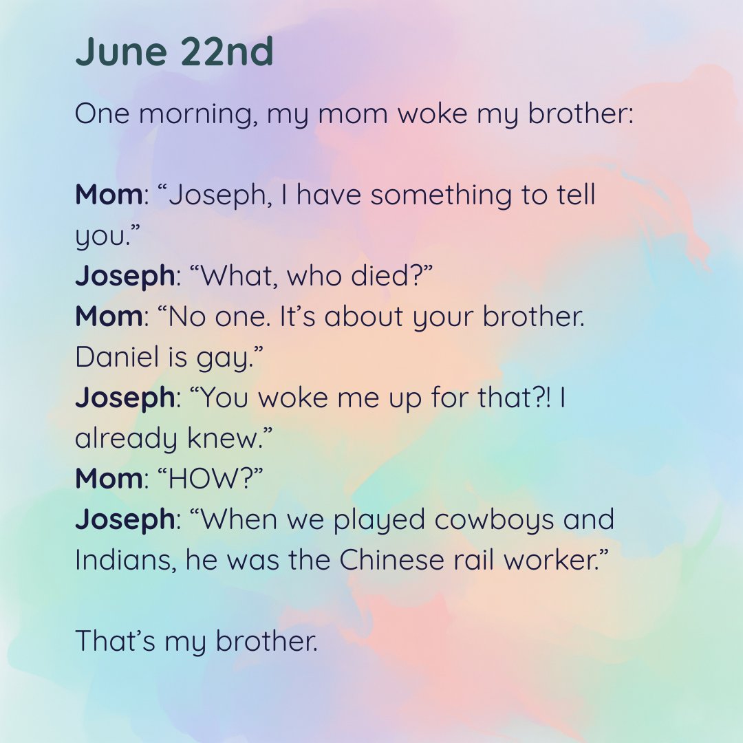 DanielNava20's tweet photo. Day 22 – My younger brother has always been super supportive with unconditional love – and so random with his humor.

These stories are real, honest, and deeply personal.

#Pride #lgbtq+🌈 https://t.co/98uyUVgPsC