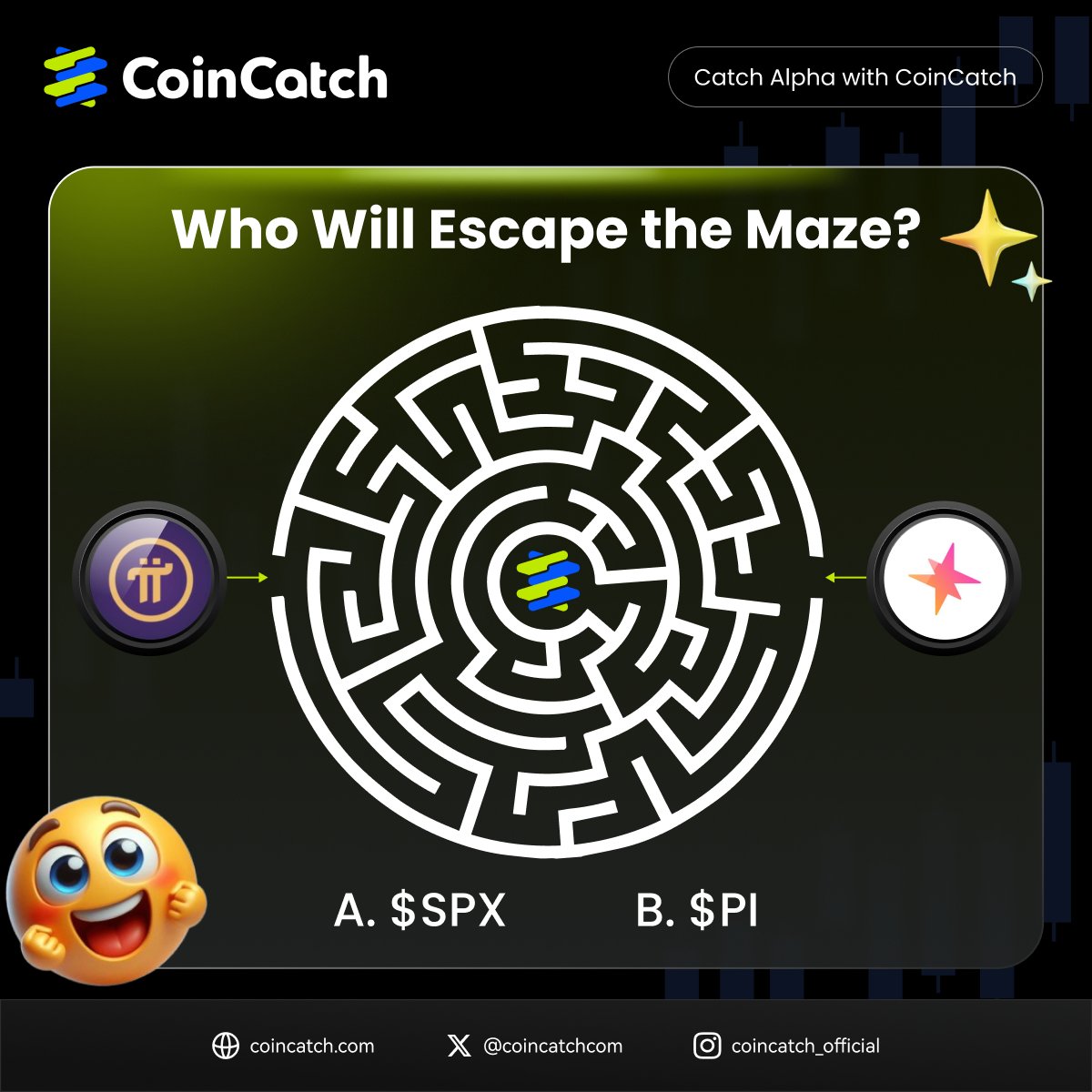 🌀 Who Will Escape the Maze First? $PI or $SPK?
A race like no other is on… and YOU get to decide who makes it out 🔥💥 Join and win 500 USDT! 👇 <a href="/PiCoreTeam/">Pi Network</a> <a href="/sparkdotfi/">Spark</a> 

💚 Follow <a href="/coincatchcom/">CoinCatch</a> 
💚 Comment your CoinCatch UID
💚 Vote your pick and tag 3 friends

⏳ Ends Jun 29