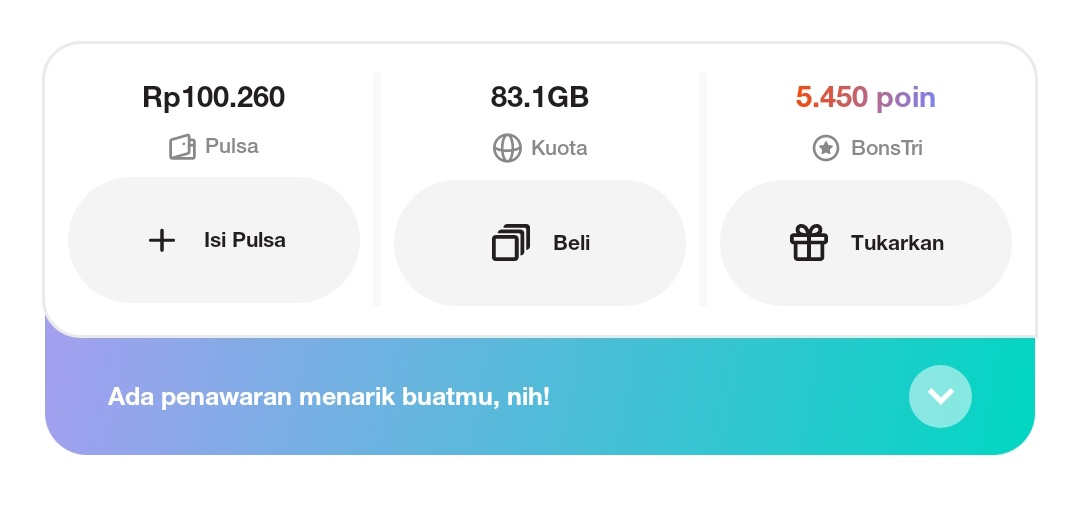 gais siapa tau ada yang nyari pulsa 3, bisa beli ke aku ajaa, beli sesuai harga aja adminnya aku yang tanggung, daripada mubazir punyaku t___t