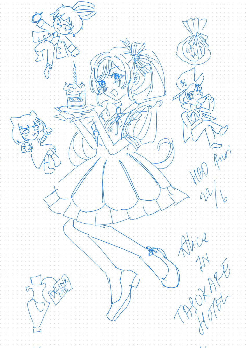 frey_lio's tweet photo. Sketch + bonus
I never know there is also another birthday in SEEC yesterday (6.21) but I guess I can add it here. Alice in Wonderland often to be my concept for someone bday I guess. Ruri was so suit to be the Alice and the rest maybe I tried to suit them to else
#Seectwt https://t.co/je5FSAhn9M