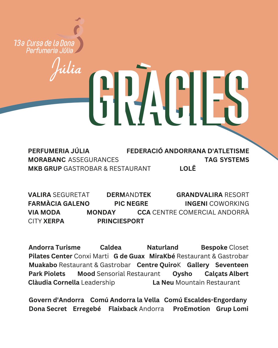 🎗️ Avui fa una setmana. I encara ressona dins nostre. Gràcies a tothom i a Andorra, que s’hi va bolcar amb tot el cor 🫶
Tanquem una edició més, amb la mirada posada en la següent.

#CursaDeLaDona2025 #CadaPasSuma #GràciesAndorra #ADA #PerfumeriaJúlia #ContraElCàncerDeMama