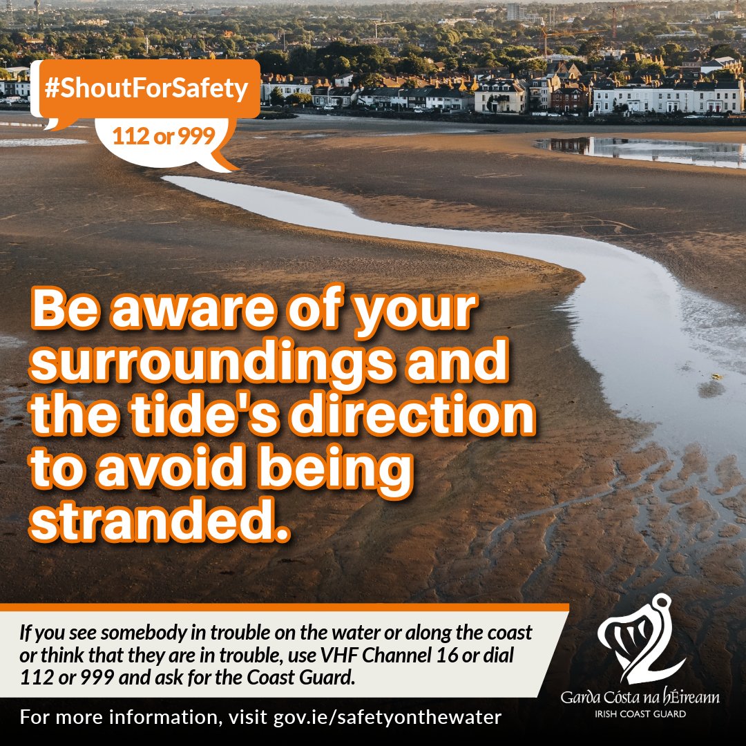 IrishCoastGuard's tweet image. ⚠️ The Irish Coast Guard are urging the public to take extra precautions in and around water over the weekend

🤳 If walking the shoreline, be vigilant for incoming tides that can cause strandings

🔗 gov.ie/en/safety-on-t…
