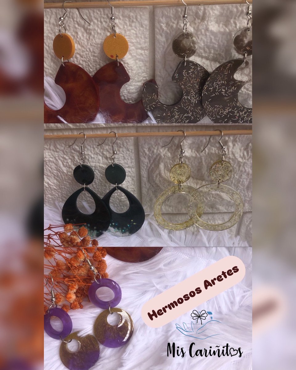 miscarinitos's tweet image. Aretes en Resina RD$350 cada par