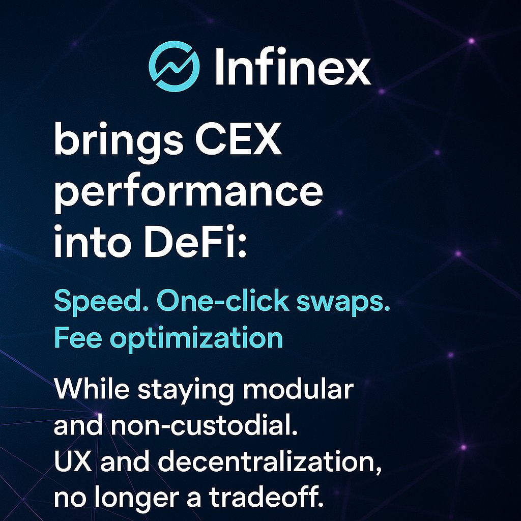 Basicmoneybd's tweet image. DeFi doesn’t need to be complex to be powerful.

@InfinexApp is proving that CEX-grade UX and non-custodial design can finally coexist — delivering performance without sacrificing decentralization.

Powered by @KaitoAI
#Infinex #SmartUX #ModularDeFi