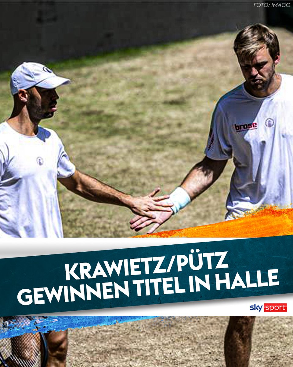 SkySportDE's tweet image. Heimsieg für Kevin #Krawietz und Tim #Pütz: Das deutsche Tennis-Doppel hat beim ATP-Turnier in Halle den Titel gewonnen. Das Duo aus Coburg und Frankfurt am Main setzte sich am Sonntag beim Rasenturnier mit 6:3, 7:6 (7:4) gegen Simone Bolelli und Andrea Vavassori durch. 😍 🏆