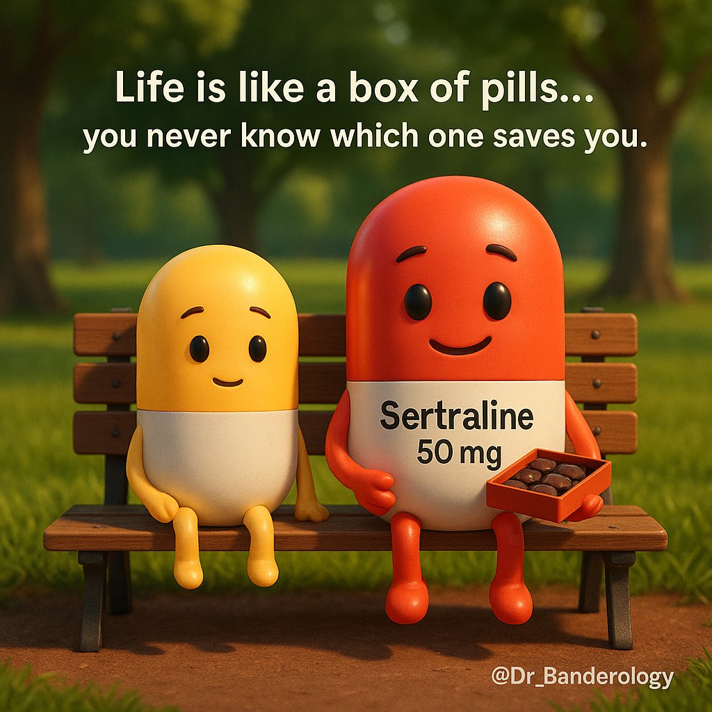 Dr_Banderology's tweet photo. 💊 Sertraline  – SSRI antidepressant
🔹 يستخدم لعلاج الاكتئاب، القلق، واضطراب الوسواس القهري
🔹 Works by increasing serotonin levels in the brain
🔹 يبدأ مفعوله خلال 2–4 أسابيع
🔹 May cause nausea, insomnia, sexual side effects
🔹 من آثاره الجانبية: غثيان، أرق، وخلل جنسي مؤقت
🔹 Take in the morning to reduce insomnia
🔹 يُفضّل تناوله صباحًا لتقليل الأرق

📌 Don’t stop suddenly – tapering is required
📌 لا توقفه فجأة – يحتاج تقليل الجرعة تدريجيًا

#Sertraline #Pharmacology #MentalHealth
#دواء_الاكتئاب #صيدلة #Dr_Banderology
