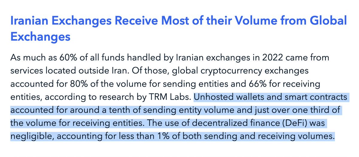 L0la L33tz (@l0lal33tz) on Twitter photo 80% of cryptocurrency sent to Iran comes from "global exchanges," says TRM. Not "DeFi". Not "unhosted wallets."
So how do Iranians circumvent compliance? By signing up with fake IDs. And where do you get a fake ID? From hacked KYC databases.
AML is nonsense. 80% of cryptocurrency sent to Iran comes from "global exchanges," says TRM. Not "DeFi". Not "unhosted wallets."
So how do Iranians circumvent compliance? By signing up with fake IDs. And where do you get a fake ID? From hacked KYC databases.
AML is nonsense.