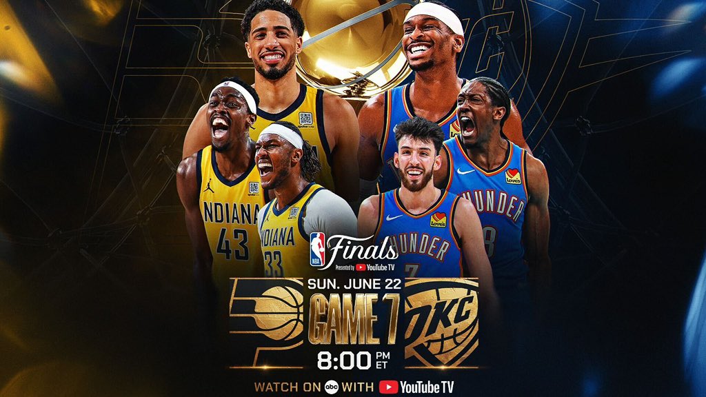 BackSportsPage's tweet image. Best two words in sports: GAME SEVEN!!

#pacers and #Thunder 

#nbafinals #nba #nbafinals