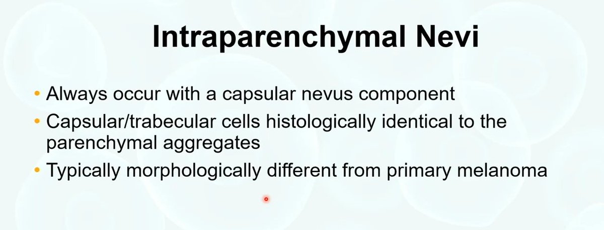 Janiranavarro's tweet image. Lymph nodes pitfall 🛑
Intraparenchymal nevus cell aggregates in lymph nodes-possible pitfall with carcinoma/melanoma

Good news: According to studies (see second pic) intraparenchymal nevi always occur with capsular nevus component
They are morphologically different from primary