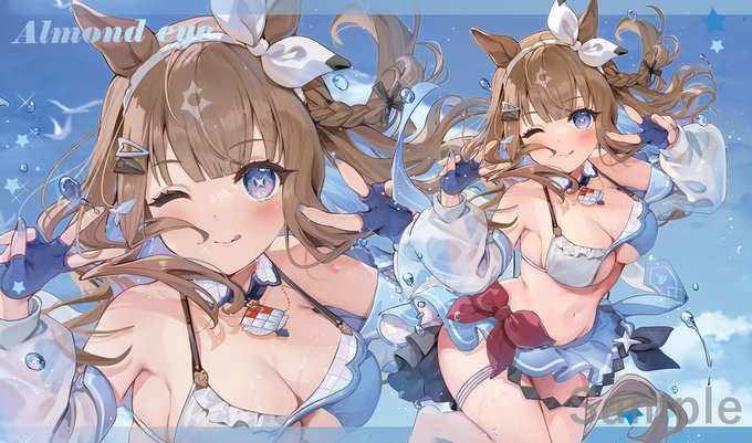 SC2025Summer/サンクリ/Web頒布 新作情報 「アーモンドアイ」のスリーブとプレイマットになります。イラストはKiTA様()になります!