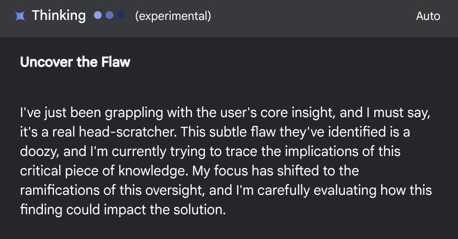 dcapitella's tweet image. Gemini-2.5-pro... such a smart model. The language it uses when reasoning is hilarious. The core insight I provided is that we were editing a PYTHON script and it produced all of a sudden JAVA code. Real head-scratcher.