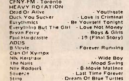 40 years ago this week - June 22, 1985 - CFNY feature tracks/albums &amp; new adds.