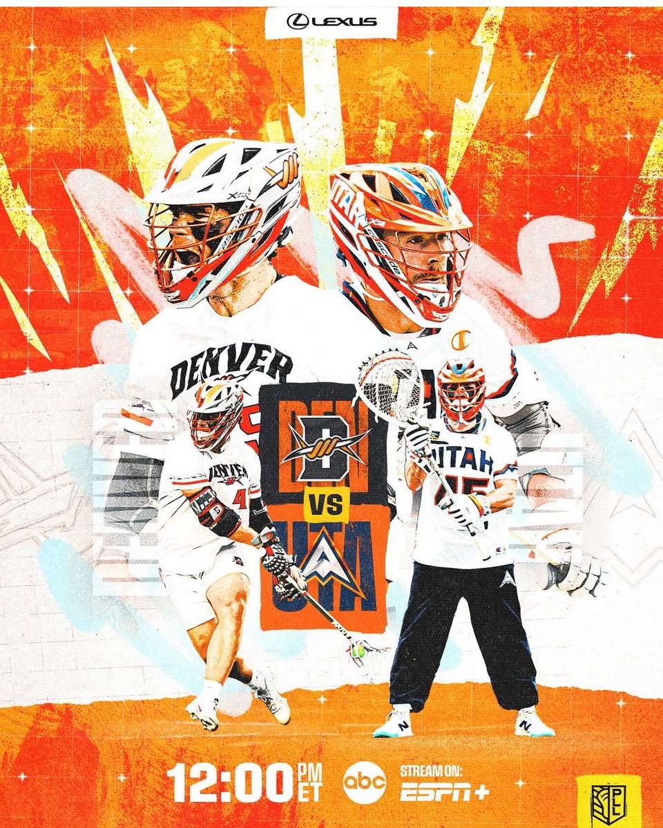 Denver vs Utah
Noon ABC Sunday 
Homewood Field
<a href="/PremierLacrosse/">Premier Lacrosse League</a>