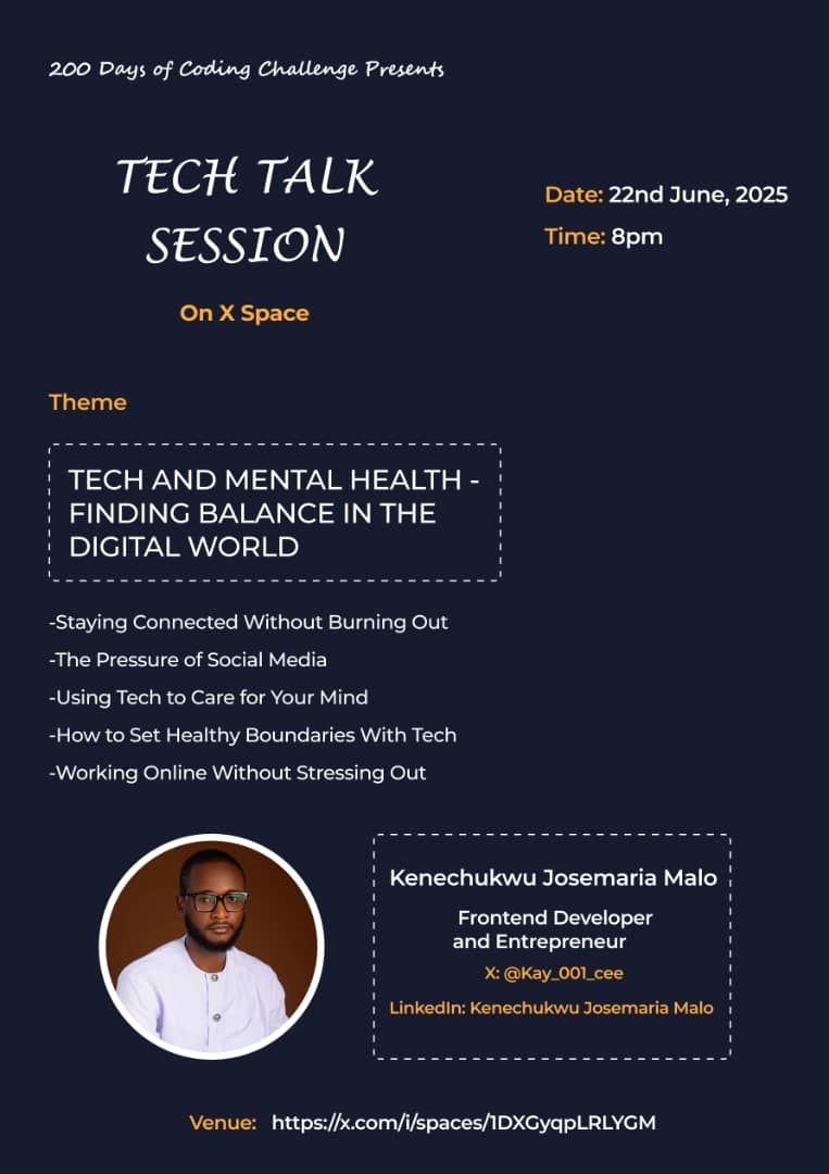 TTS🔥
An Amazing Sunday to discuss Tech🔥

Let’s reclaim control because recharging your mind is just as important as recharging your devices.

Space link: x.com/i/spaces/1DXGy…

Time: 8pm WAT 
Date: 22nd June, 2025