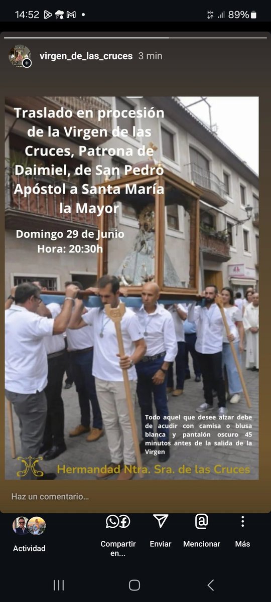vdelascruces's tweet photo. El próximo domingo 29 de junio a las 20:30h se trasaladará a Nuestra Patrona desde la Parroquia de San Pedro hasta la Parroquia de Santa María. 

¡Participa!

#TodosConLaPatrona https://t.co/UQLhSROOMj