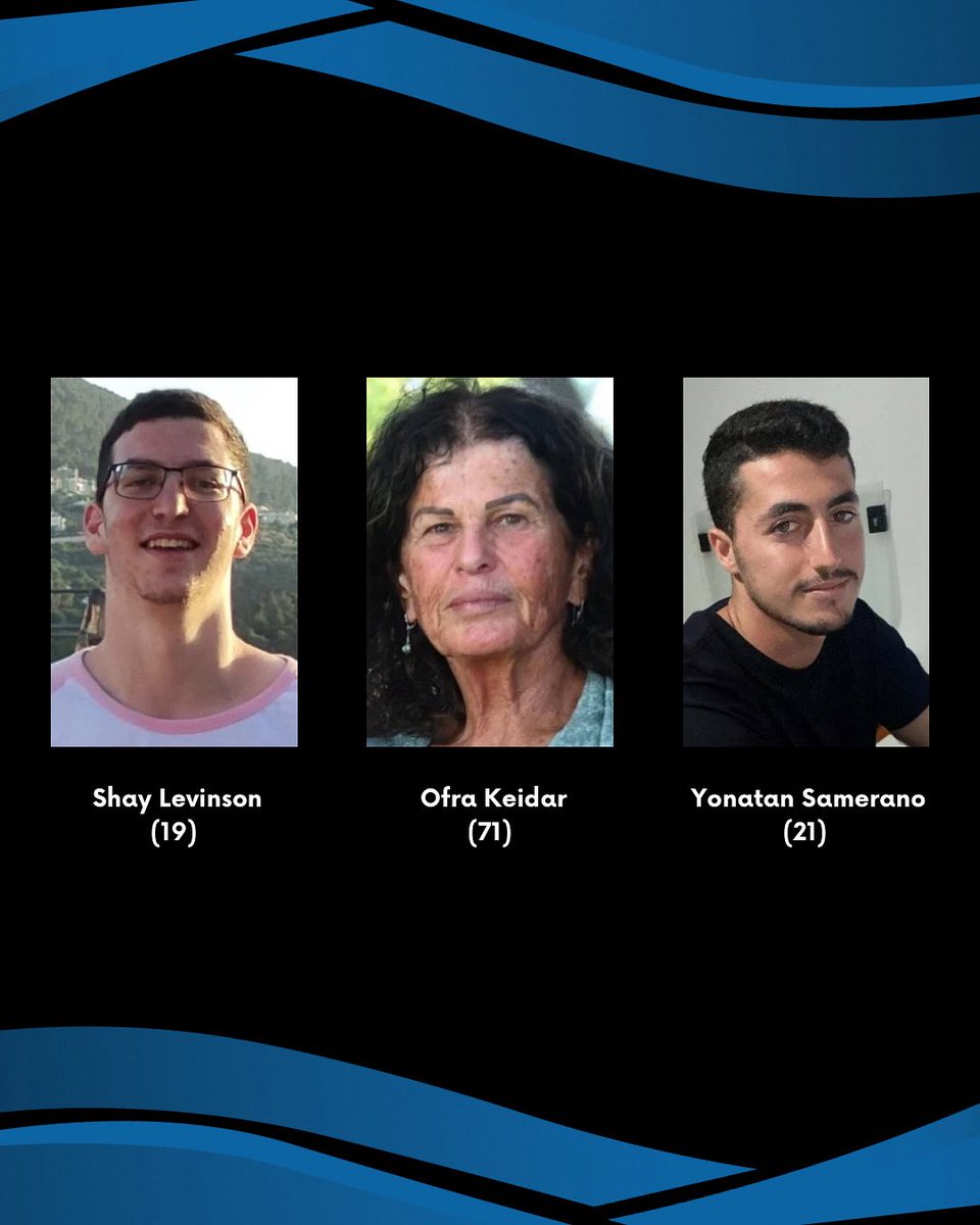 FACA_arg's tweet image. Shay Levinson, Ofra Keidar y Yonatan Samerano fueron asesinados por Hamás.
Tras meses de secuestro, sus cuerpos fueron recuperados.
Sus familias al fin pueden despedirlos.
Pero aún quedan 50 rehenes en Gaza.
Cada día duele.
Devuélvanlos ya.
#DevuélvanlosYa