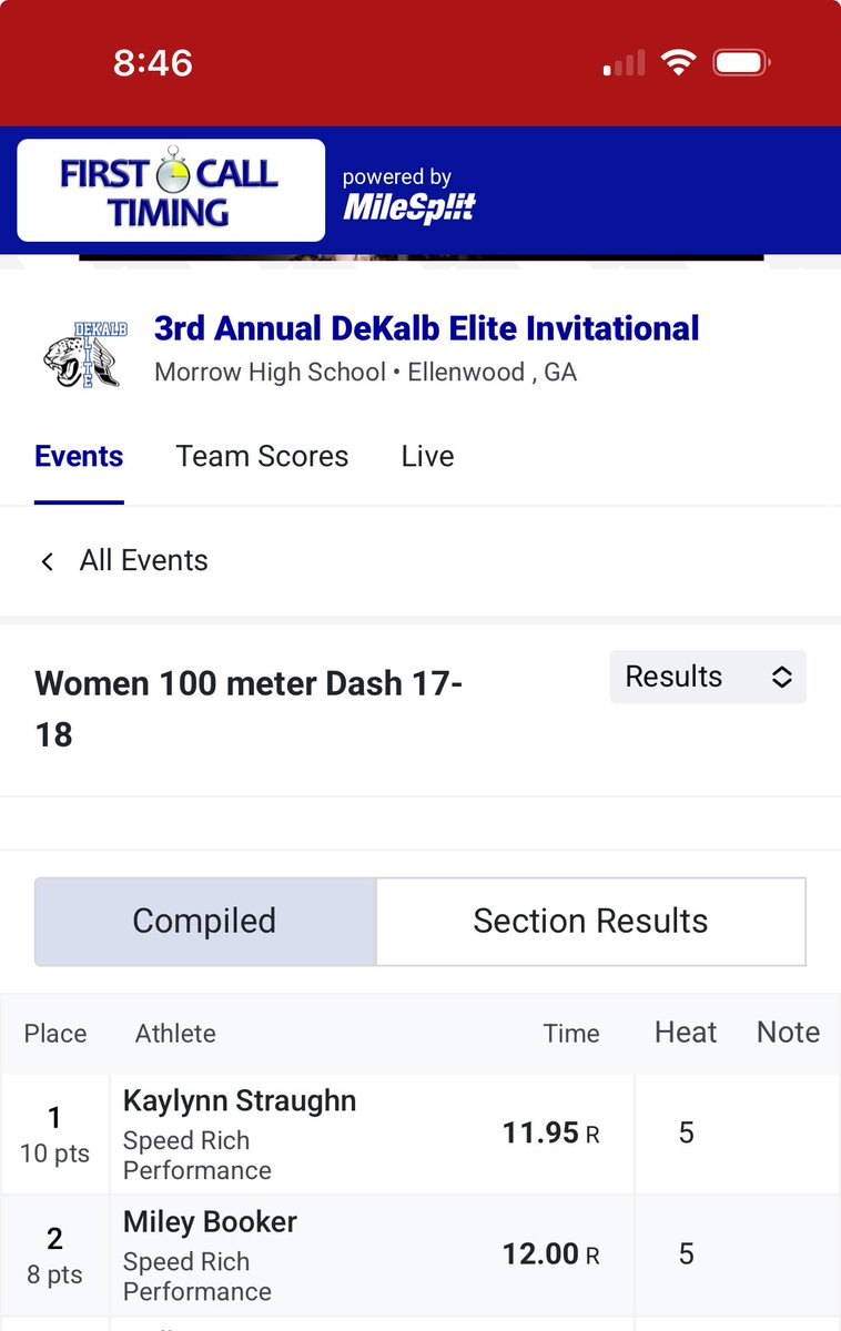 _SpeedRich's tweet photo. Rising seniors doing there thing at Dekalb Elite Invitational. Kaylynn Straughn placing first overall with a time of 11.95sec & Miley Booker placing 2nd overall with a Tim of 12.00sec. #speed #growth #speedrich #speedrichperformance @KellHighSchool @MileyBooker4 https://t.co/ALkLCBKQza