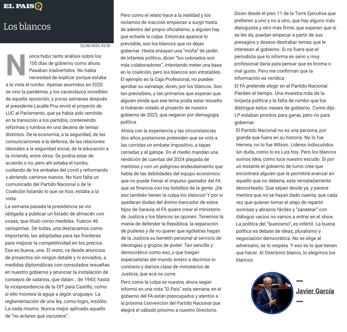 Comparto columna de hoy en <a href="/elpaisuy/">EL PAÍS</a> 
Los blancos

elpais.com.uy/opinion/column…