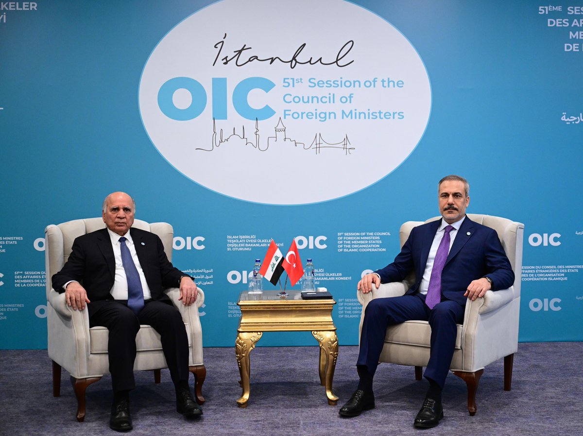 Turkish MFA (@mfaturkiye) on Twitter photo Minister of Foreign Affairs <a href="/HakanFidan/">Hakan Fidan</a> met with Fuad Hussein, Deputy Prime Minister and Minister of Foreign Affairs of Iraq, on the margins of the 51st Session of the Organization of Islamic Cooperation Council of Foreign Ministers Meeting, in İstanbul. 🇹🇷🇮🇶 Minister of Foreign Affairs <a href="/HakanFidan/">Hakan Fidan</a> met with Fuad Hussein, Deputy Prime Minister and Minister of Foreign Affairs of Iraq, on the margins of the 51st Session of the Organization of Islamic Cooperation Council of Foreign Ministers Meeting, in İstanbul. 🇹🇷🇮🇶