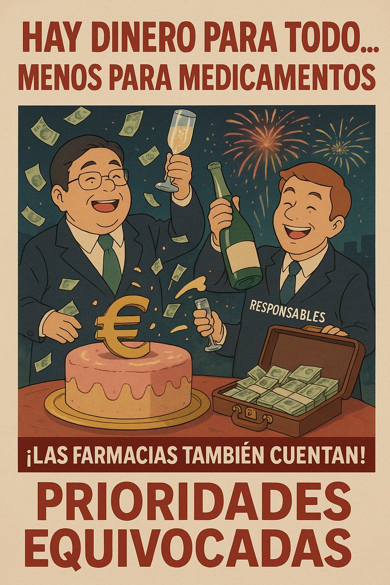 No puede ser que haya dinero para fiestas y gambas pero no para pagar a las farmacias lo que les corresponde #noalosimpagos
