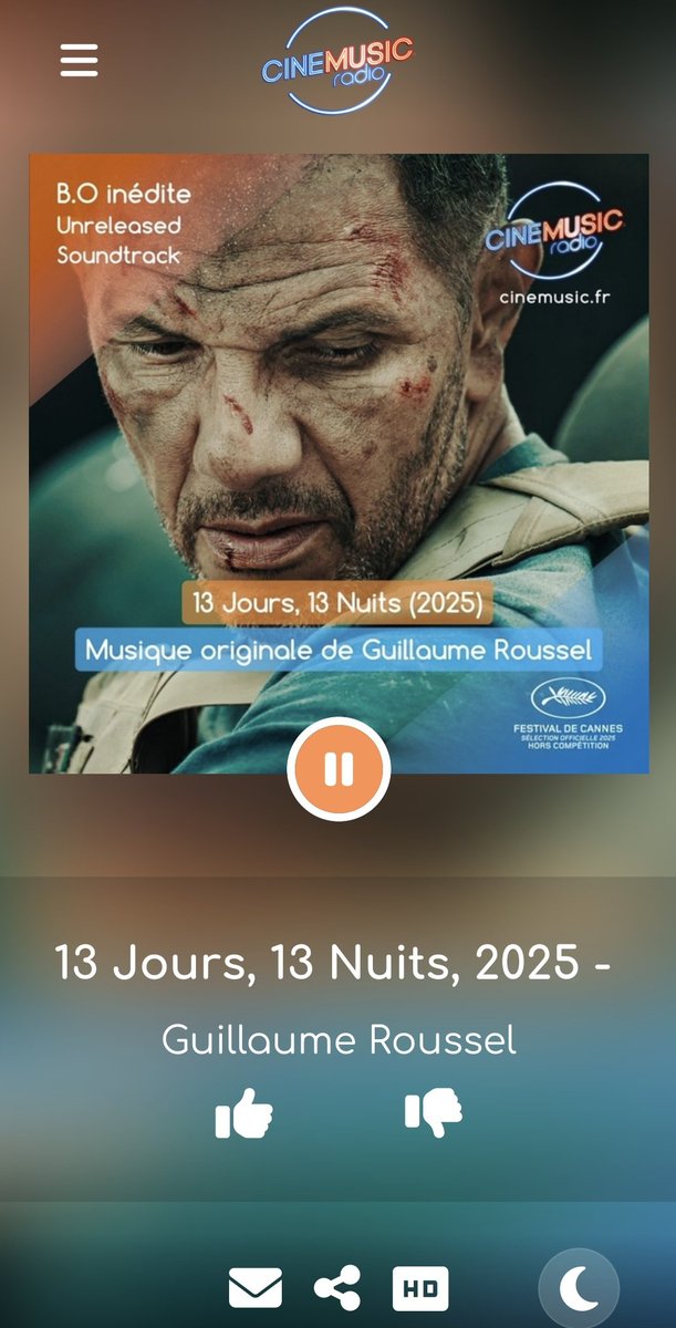 Cinemusic_Radio's tweet photo. J'écoute #GuillaumeRoussel - #13Jours13Nuits, 2025 - Terre Et Drapeau sur l'appli CINEMUSIC ! | Google Play : https://t.co/4wnoCuLWK2 | App store : https://t.co/DckyClu0lx | site : https://t.co/Ju0TTHGxwh | #filmmusic #soundtrack #musiquedefilm #cinemusic #cinemusicradio #dabplus https://t.co/kd5Fmfp93b