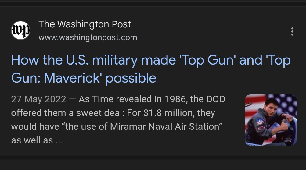 For everyone pointing out that the US bombing of unsanctioned uranium enrichment plants defended by F-14 Tomcats in the Middle East is identical to the plot of Top Gun Maverick... No shit.