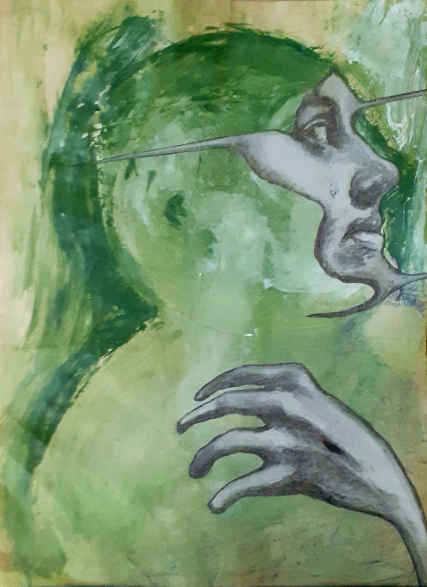 'Loss Of Original Calm' - charcoal, chalk and acrylic on cardboard and treated paper (2025).
