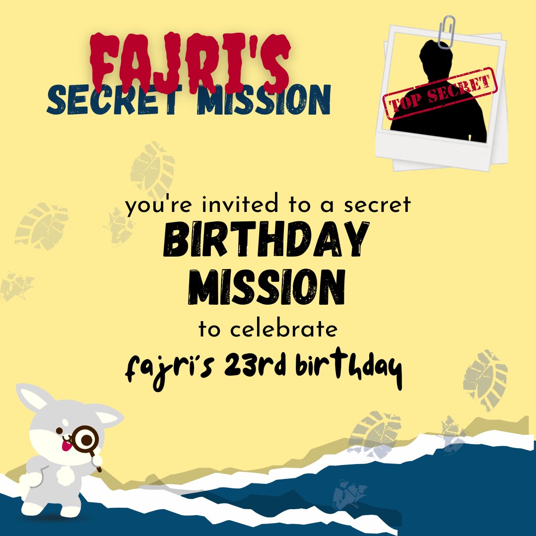 jriifever's tweet photo. Tahun ini, kita nggak cuma sekadar merayakan ultah Fajri. Kita semua akan menjadi AGENT! 🕶️

Ayo, drop username kamu sekarang sebagai tanda kalau kamu resmi bergabung jadi Agent di misi ini! 🚀🕵️‍♂️

#FajriSecretMission #23rpriseFajriDay https://t.co/weKYRIy5Nr