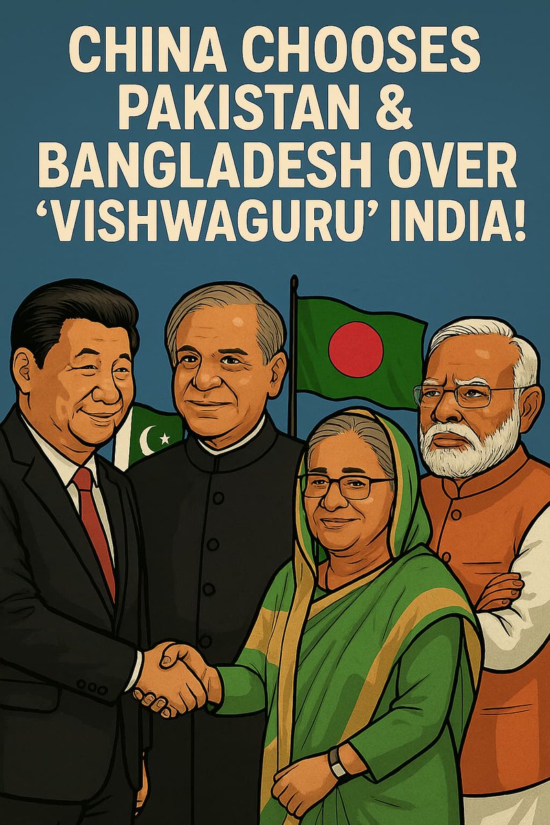 DrAakkifah12's tweet photo. China chooses Pakistan and Bangladesh over 'Vishwaguru' India. This is real diplomatic reality, respect is earned through trust, not noise.
While India chases headlines, Pakistan rises as a reliable, stable partner in the region.
#FM_AsimMunir
#PakistanTrumpsModi
#Trump_Nobel_2026