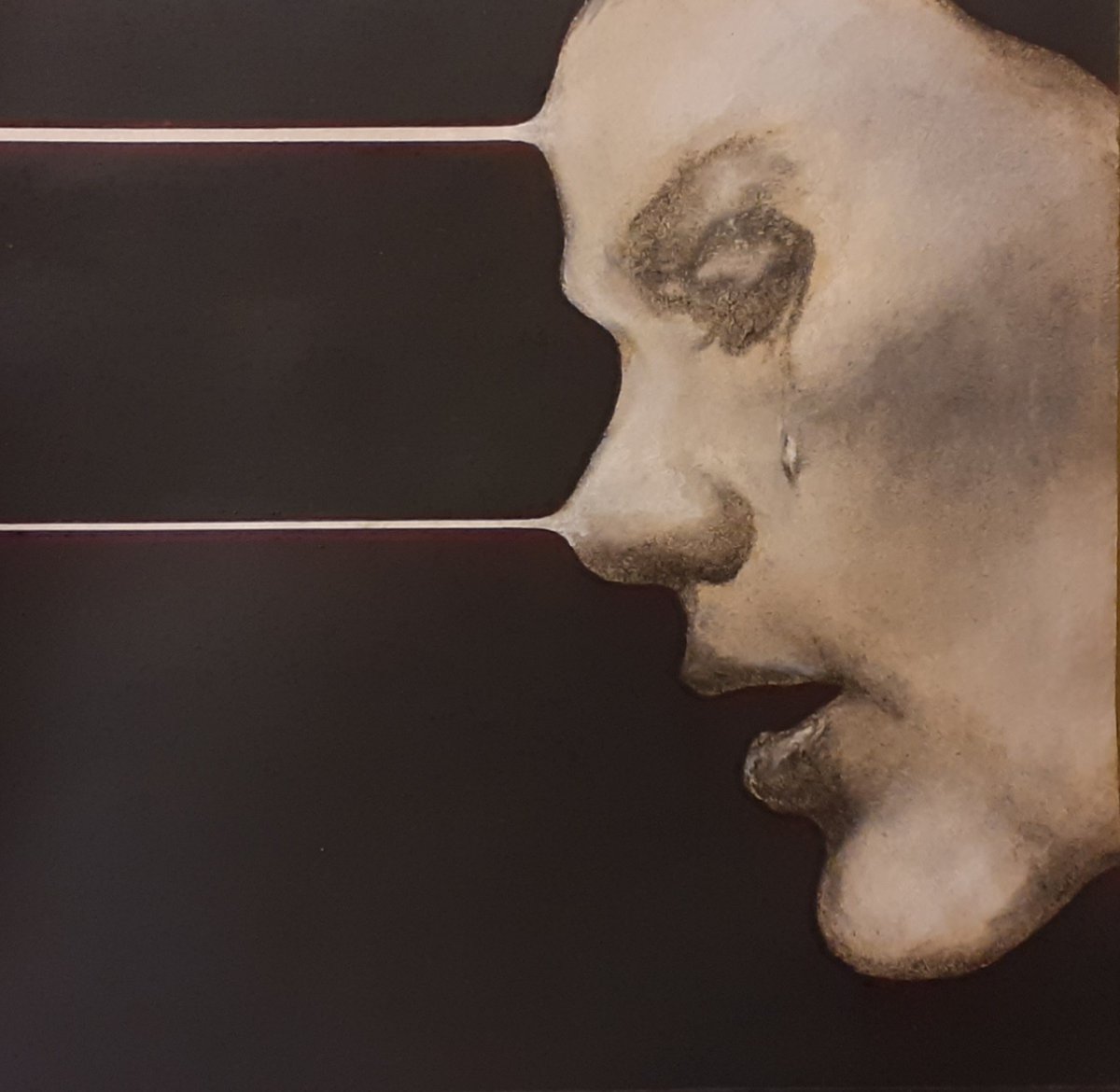 'Guilt Span' - charcoal, chalk and acrylic on cardboard (2025).