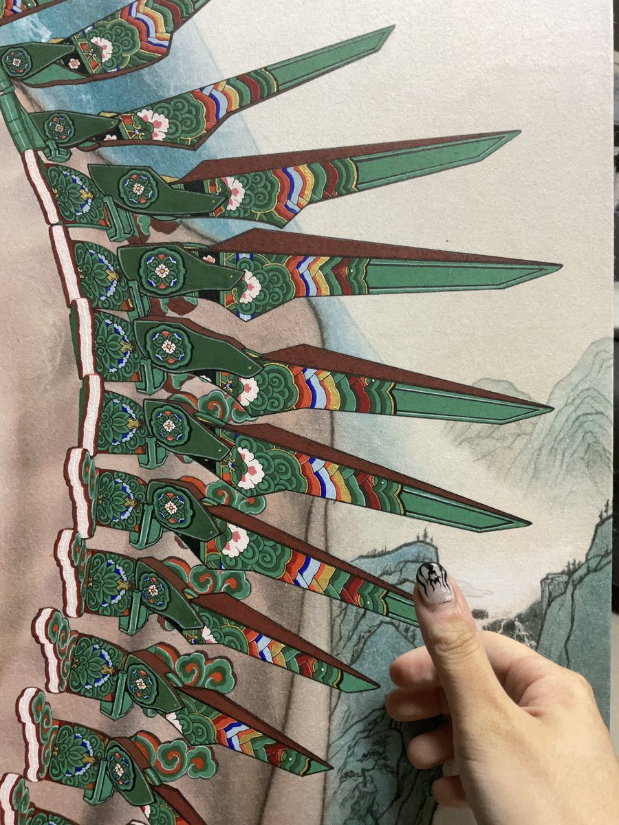 직접 그린 
손톱만한 단청들…