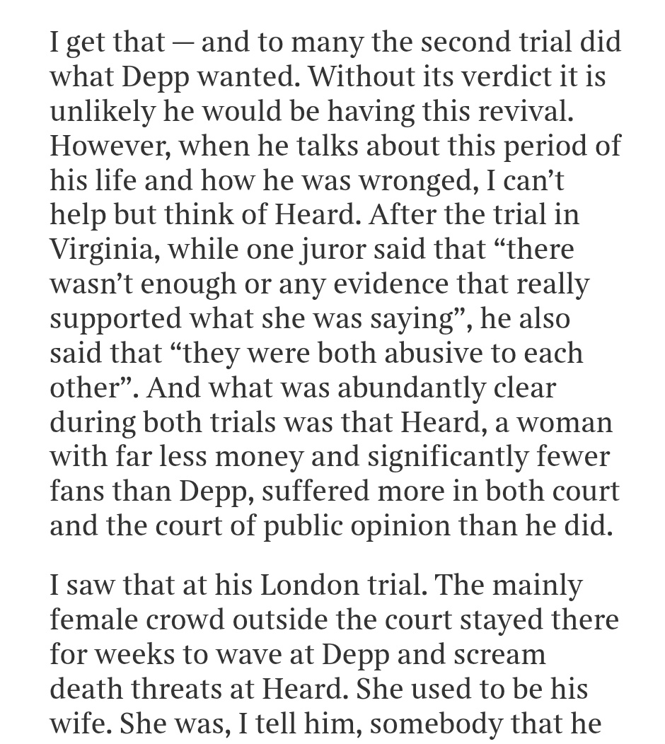 At least the journalists calls him out for his 'sorry act'. Depp is not the victim here. He had the circus he sought, he's angry at every person that told the truth about him. He's a narcissist that can't accept criticism and still lying about his parents, sobriety &amp; #MeToo