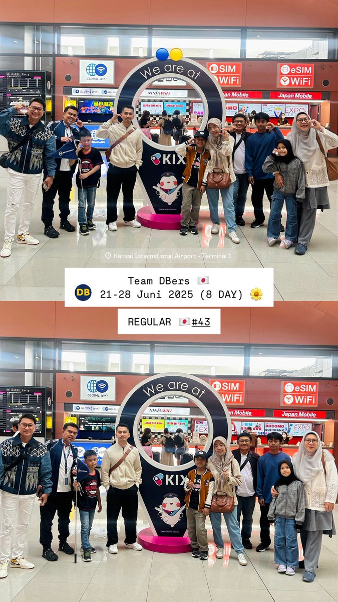 dok_backpacker's tweet photo. TEAM DBers 🇯🇵

REGULAR TRIP JAPAN #43 🇯🇵
21-28 JUNI 2025 (8 DAYS) 🌼
🟡 10 PAX 💙

Here we go ✈️ have a nice trip ✨ https://t.co/0hSRj6L3of